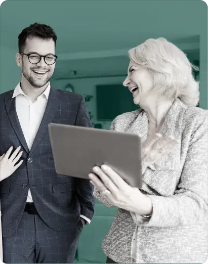 Looking at Google Reviews - Business people