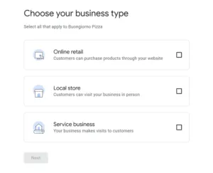 Getting your business on Google: A simple setup guide. 3 gmb choose business type 768x621 1